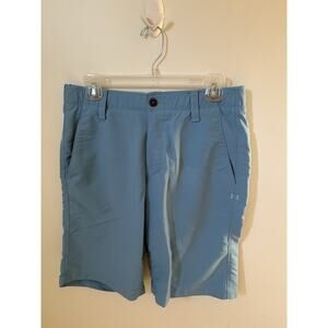 UNDER ARMOUR Mens Size 32 Shorts Heat Gear Loose Blue Golf Chino Pockets